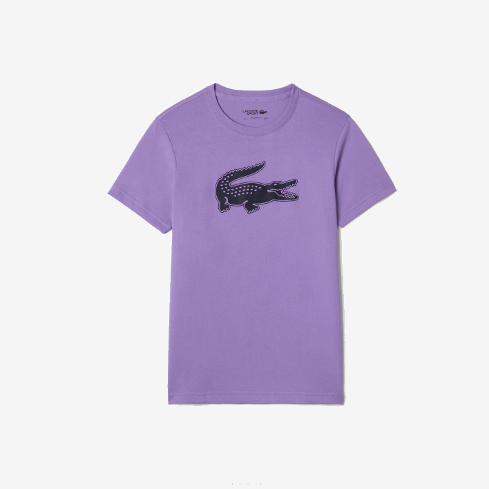 Lacoste SPORT 3D Print Crocodile Breathable Jersey T-Shirt 646T863 Purple Navy Blue W87 Men