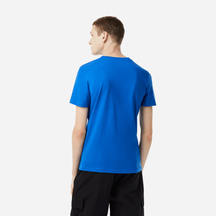 Lacoste SPORT 3D Print Crocodile Breathable Jersey T-Shirt 646T88 Blue Yellow ETQ Men