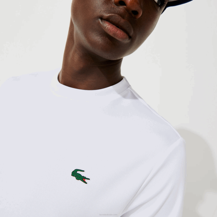 Lacoste SPORT Breathable Pique T-Shirt 646T671 White 001 Men
