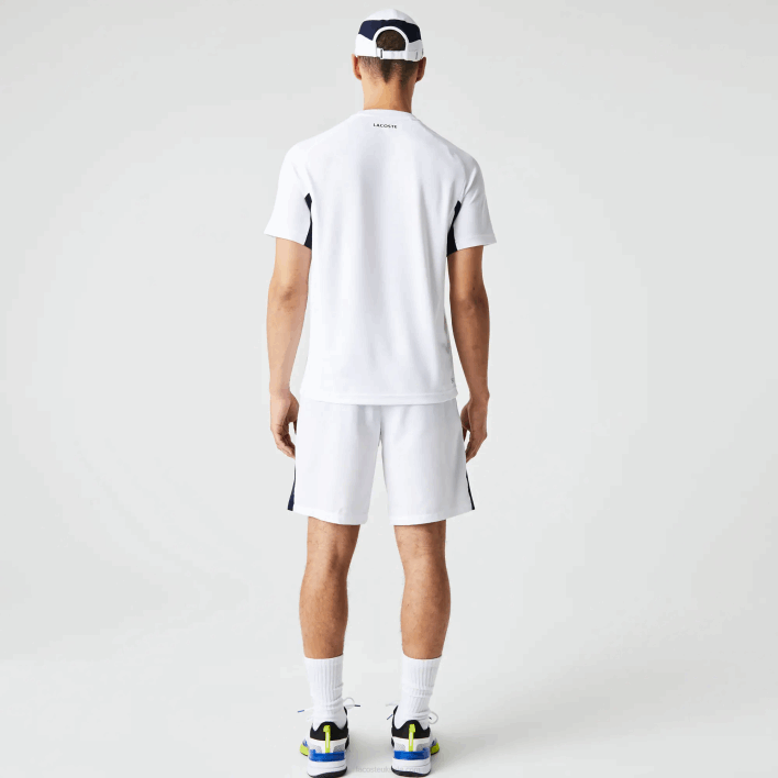 Lacoste SPORT Color-Block Ultra-Dry Pique Tennis T-Shirt 646T583 White Navy Blue White Y2U Men