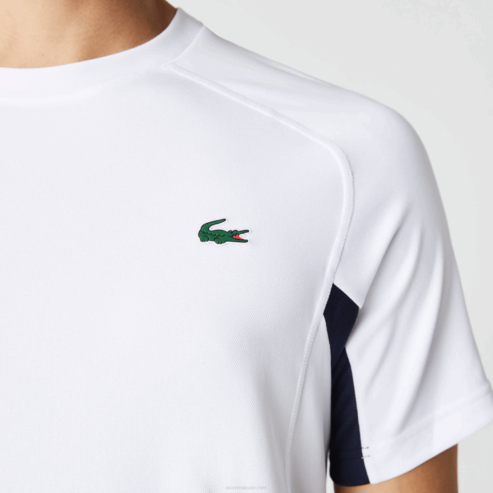 Lacoste SPORT Color-Block Ultra-Dry Pique Tennis T-Shirt 646T583 White Navy Blue White Y2U Men
