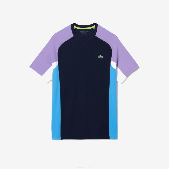 Lacoste SPORT Color-Block Ultra-Dry Pique Tennis T-Shirt 646T584 Navy Blue Purple White Blue 5XJ Men