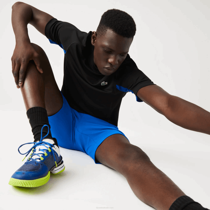 Lacoste SPORT Color-Block Ultra-Dry Pique Tennis T-Shirt 646T585 Blue Black Y2E Men