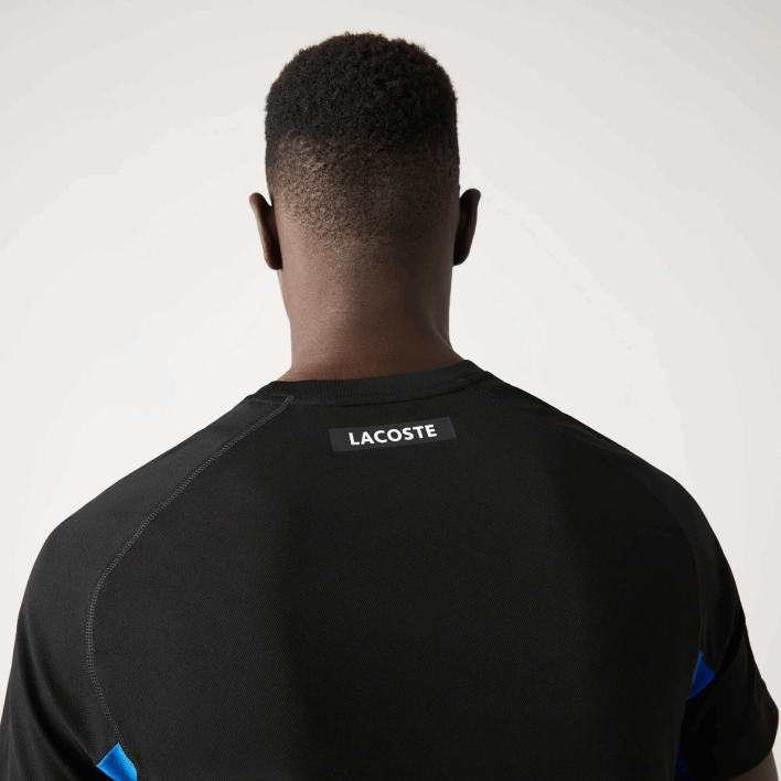 Lacoste SPORT Color-Block Ultra-Dry Pique Tennis T-Shirt 646T585 Blue Black Y2E Men