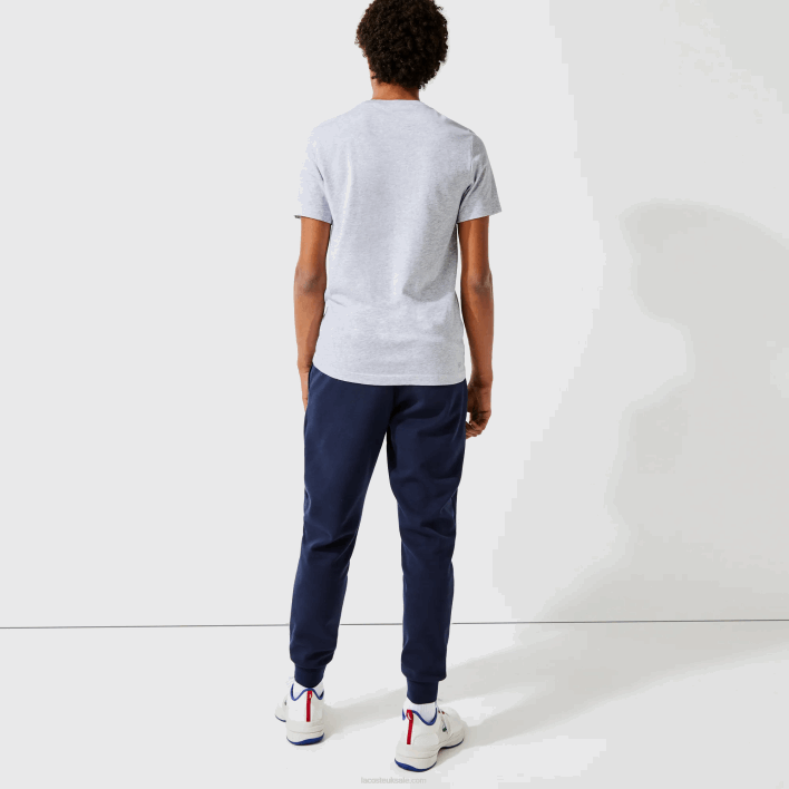 Lacoste SPORT Crew Neck Tennis Print Breathable T-shirt 646T793 Grey Chine Blue Red 7KU Men