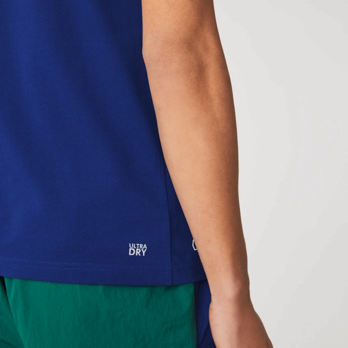 Lacoste SPORT Crew Neck Tennis Print Breathable T-shirt 646T794 Blue White GTD Men