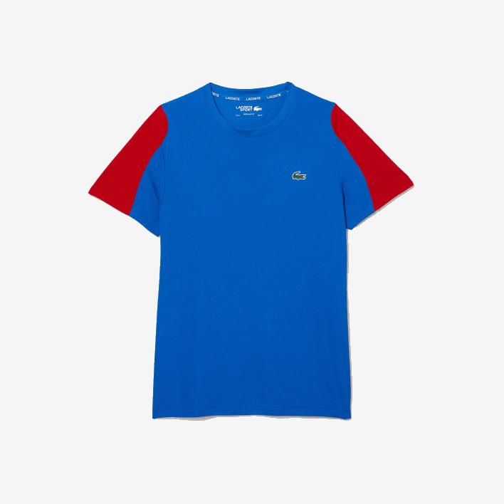 Lacoste SPORT Crocodile Print Tennis T-Shirt 646T587 Blue Red White YH7 Men