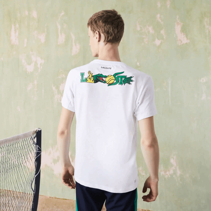 Lacoste SPORT Crocodile Print Tennis T-Shirt 646T681 White 001 Men