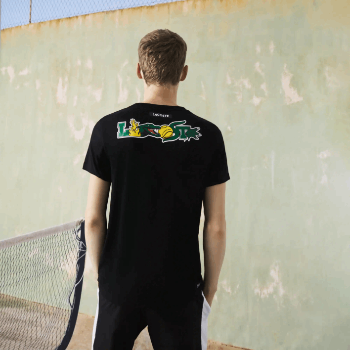 Lacoste SPORT Crocodile Print Tennis T-Shirt 646T682 Black 031 Men