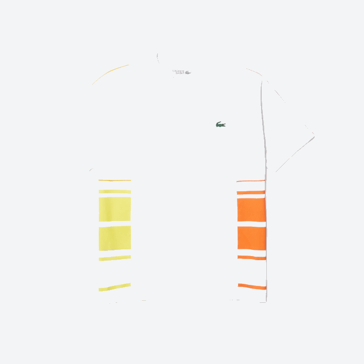 Lacoste SPORT Graphic Bands Crew Neck Pique T-shirt 646T1922 White Yellow Orange D0V Men
