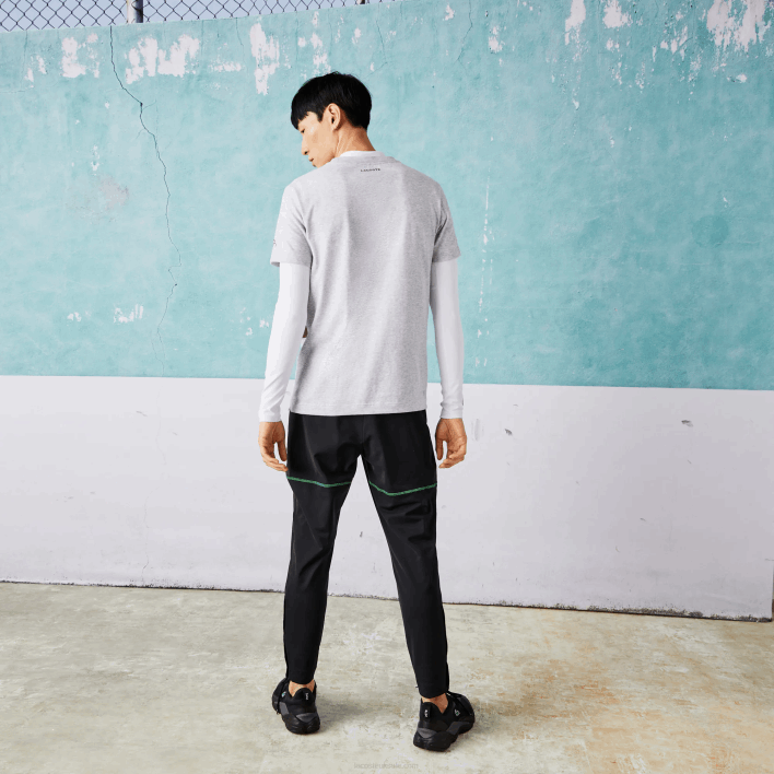 Lacoste SPORT Novak Djokovic Croco Organic Cotton T-shirt 646T871 Grey Chine CCA Men