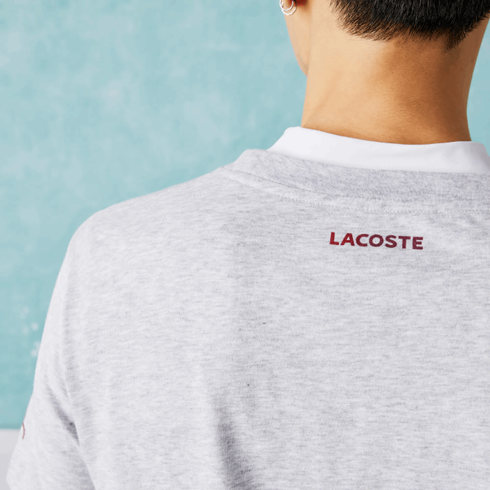 Lacoste SPORT Novak Djokovic Croco Organic Cotton T-shirt 646T871 Grey Chine CCA Men