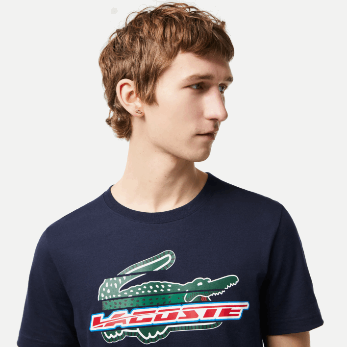 Lacoste SPORT Regular Fit Organic Cotton T-Shirt 646T142 Navy Blue 166 Men