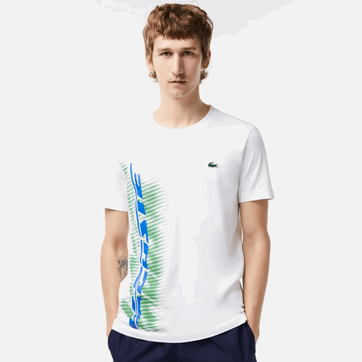 Lacoste SPORT Regular Fit T-Shirt with Contrast Branding 646T91 White 001 Men