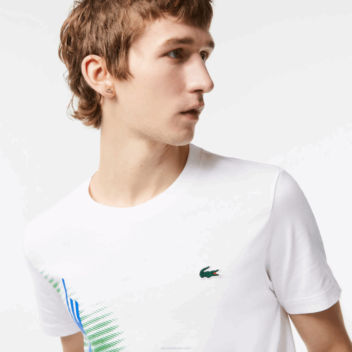 Lacoste SPORT Regular Fit T-Shirt with Contrast Branding 646T91 White 001 Men