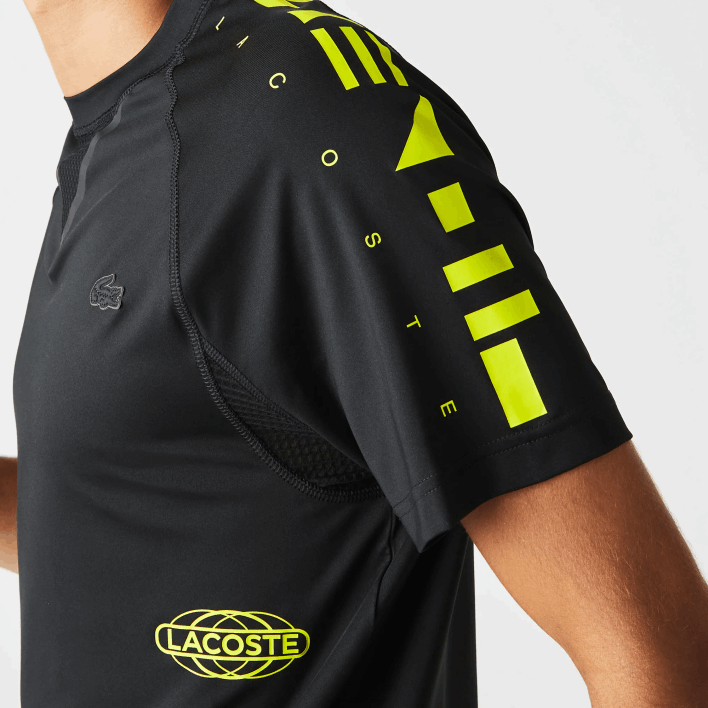 Lacoste SPORT Stretch Jersey T-Shirt 646T828 Black Yellow 9Y2 Men