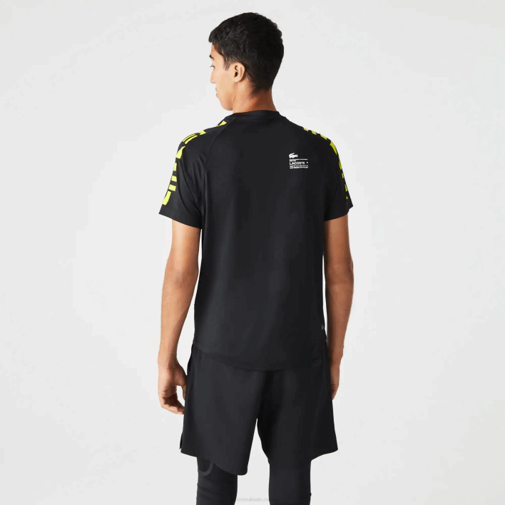 Lacoste SPORT Stretch Jersey T-Shirt 646T828 Black Yellow 9Y2 Men