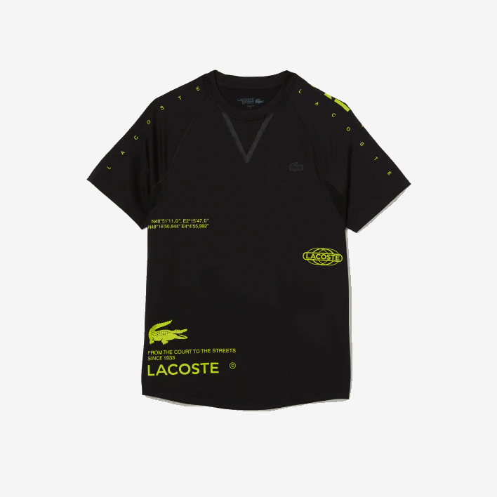 Lacoste SPORT Stretch Jersey T-Shirt 646T828 Black Yellow 9Y2 Men