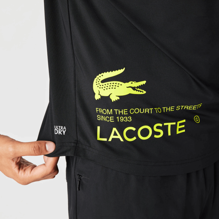 Lacoste SPORT Stretch Jersey T-Shirt 646T828 Black Yellow 9Y2 Men
