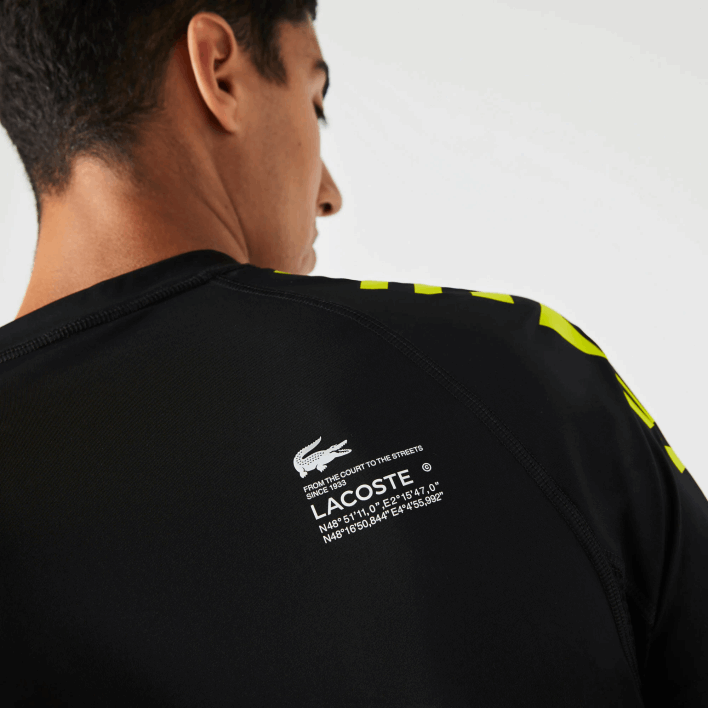 Lacoste SPORT Stretch Jersey T-Shirt 646T828 Black Yellow 9Y2 Men
