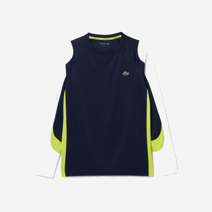 Lacoste SPORT Tennis T-Shirt 646T754 Navy Blue Yellow White 692 Men