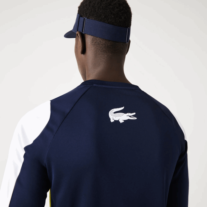 Lacoste SPORT Tennis T-Shirt 646T754 Navy Blue Yellow White 692 Men