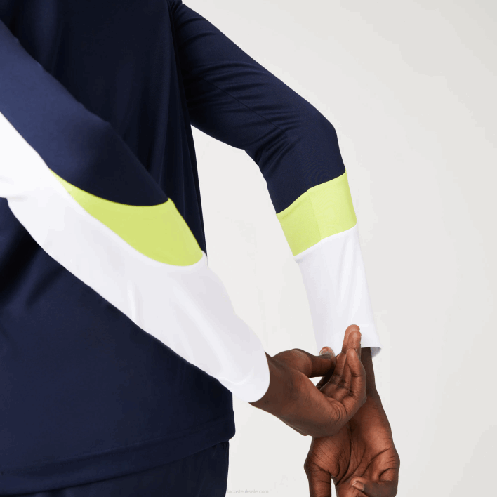 Lacoste SPORT Tennis T-Shirt 646T754 Navy Blue Yellow White 692 Men