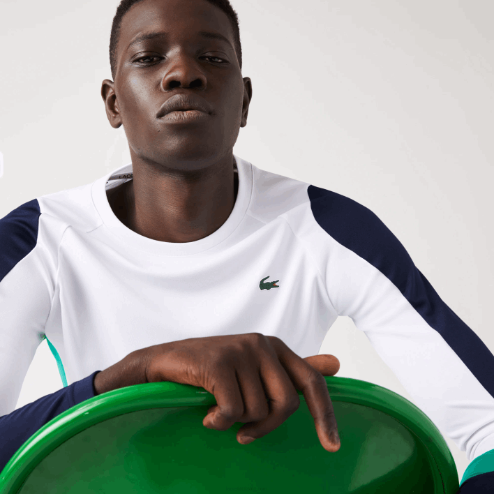 Lacoste SPORT Tennis T-Shirt 646T755 White Green Navy Blue YH9 Men