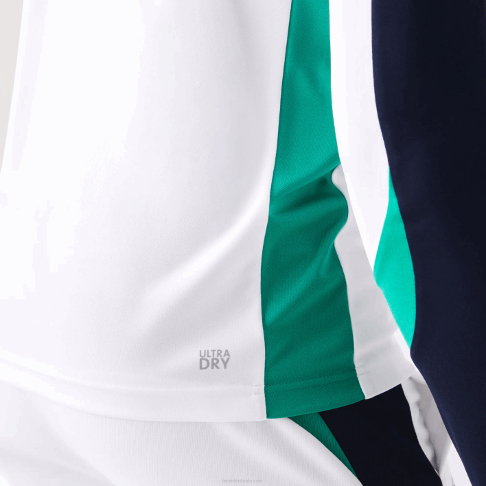 Lacoste SPORT Tennis T-Shirt 646T755 White Green Navy Blue YH9 Men
