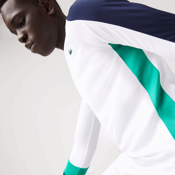 Lacoste SPORT Tennis T-Shirt 646T755 White Green Navy Blue YH9 Men