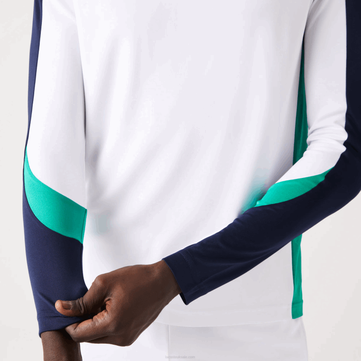 Lacoste SPORT Tennis T-Shirt 646T755 White Green Navy Blue YH9 Men