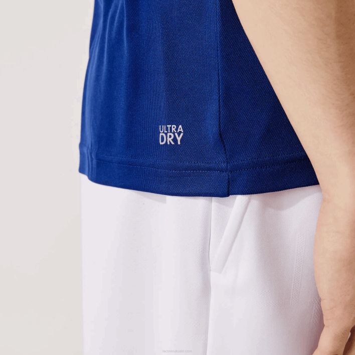 Lacoste SPORT Tricolor Breathable Light Pique T-shirt 646T908 White Green Navy Blue White CMN Men