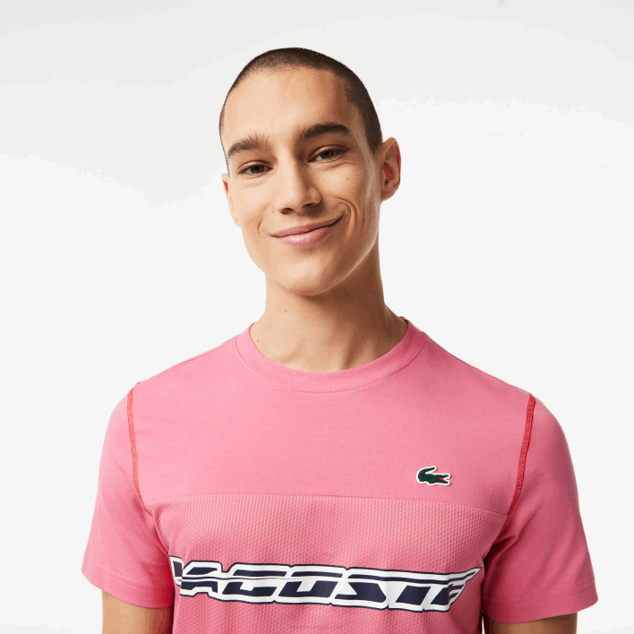 Lacoste Tennis x Daniil Medvedev Jersey T-Shirt 646T24 Pink Red Blue C1Y Men