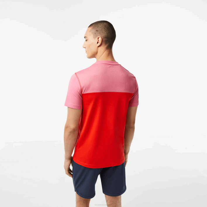 Lacoste Tennis x Daniil Medvedev Jersey T-Shirt 646T24 Pink Red Blue C1Y Men
