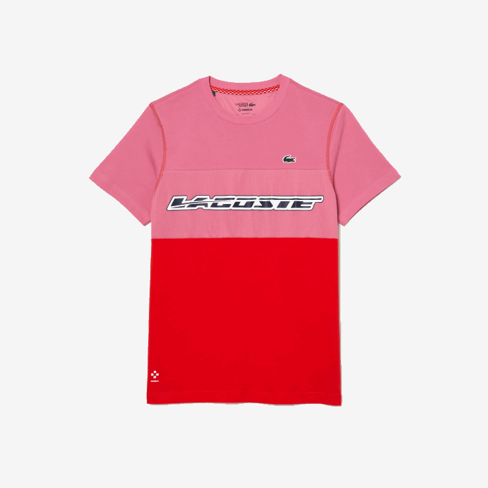 Lacoste Tennis x Daniil Medvedev Jersey T-Shirt 646T24 Pink Red Blue C1Y Men