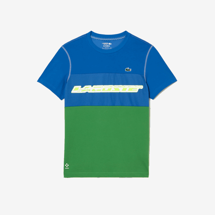 Lacoste Tennis x Daniil Medvedev Jersey T-Shirt 646T25 Blue Green White Yellow BUC Men