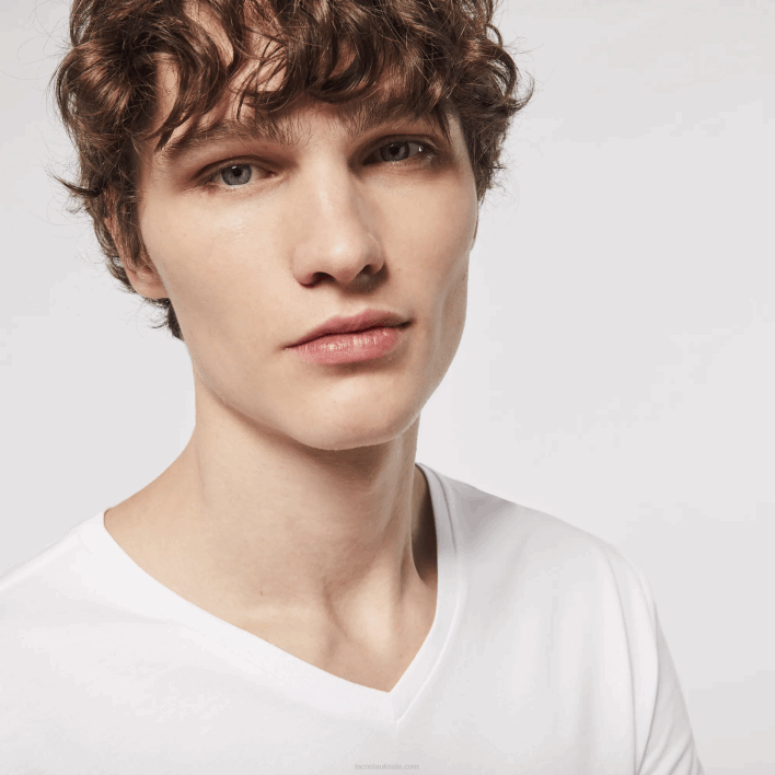 Lacoste V-Neck Cotton Lounge T-Shirt 3-Pack 646T1335 White 001 Men