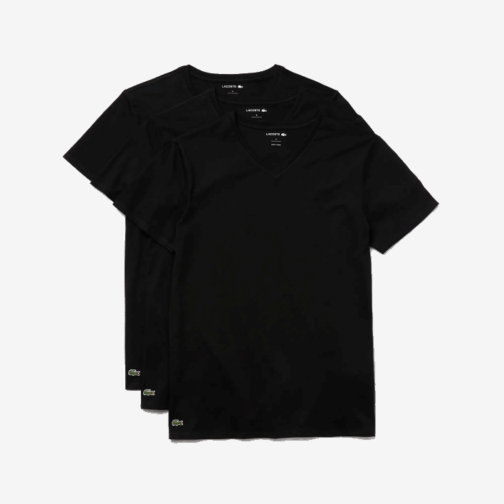 Lacoste V-Neck Cotton Lounge T-Shirt 3-Pack 646T1336 Black 031 Men