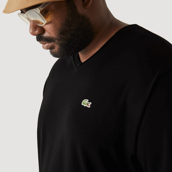 Lacoste V-Neck Jersey T-Shirt 646T714 Black 031 Men