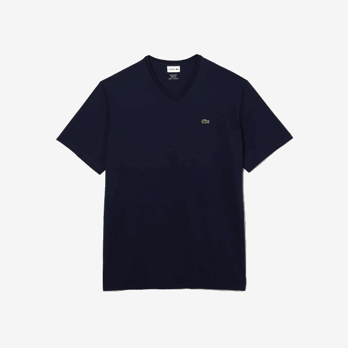 Lacoste V-Neck Jersey T-Shirt 646T716 Navy Blue 166 Men