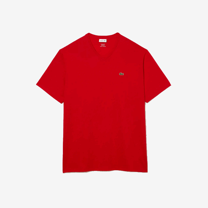 Lacoste V-Neck Jersey T-Shirt 646T733 Red 240 Men