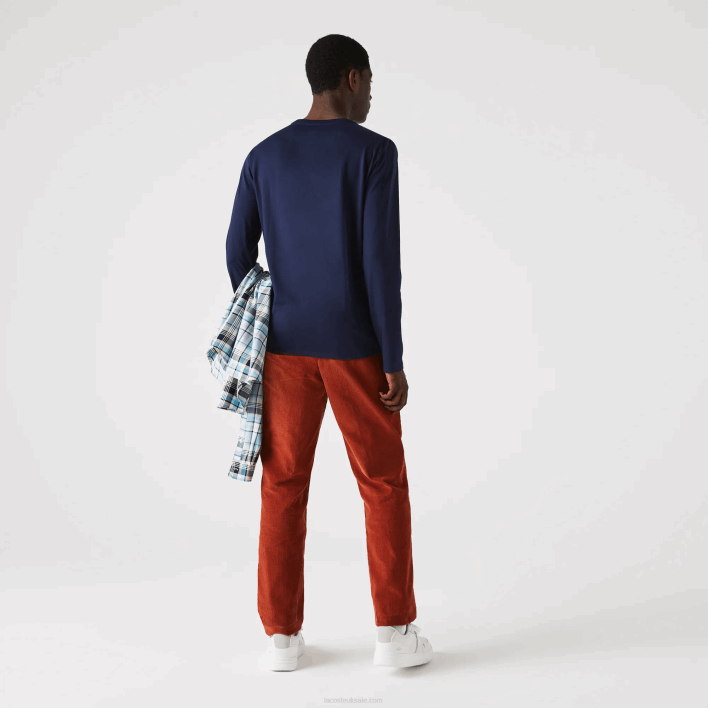 Lacoste V-Neck Lightweight Pima Cotton Jersey T-Shirt 646T674 Navy Blue 166 Men