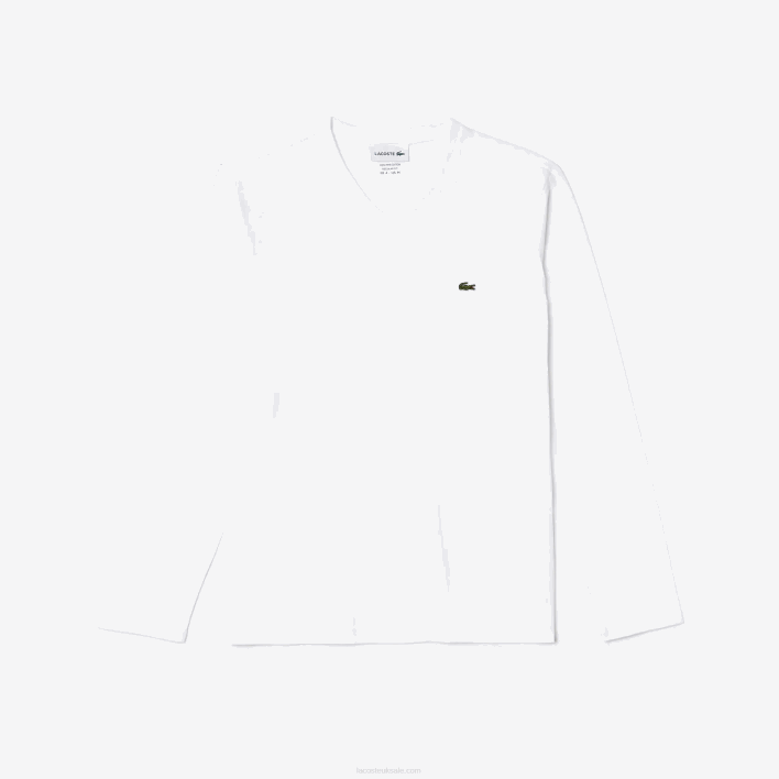 Lacoste V-Neck Lightweight Pima Cotton Jersey T-Shirt 646T675 White 001 Men