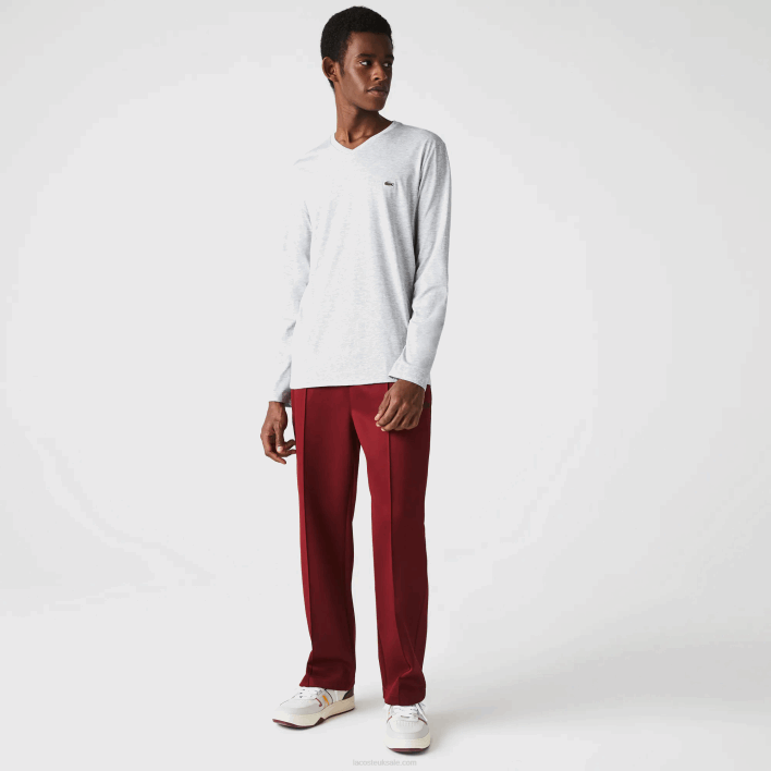 Lacoste V-Neck Lightweight Pima Cotton Jersey T-Shirt 646T677 Grey Chine CCA Men