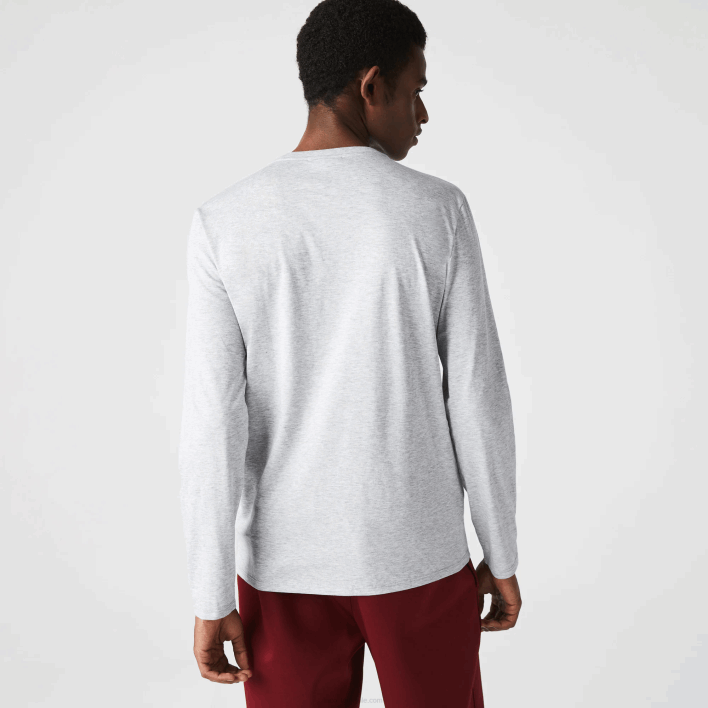 Lacoste V-Neck Lightweight Pima Cotton Jersey T-Shirt 646T677 Grey Chine CCA Men