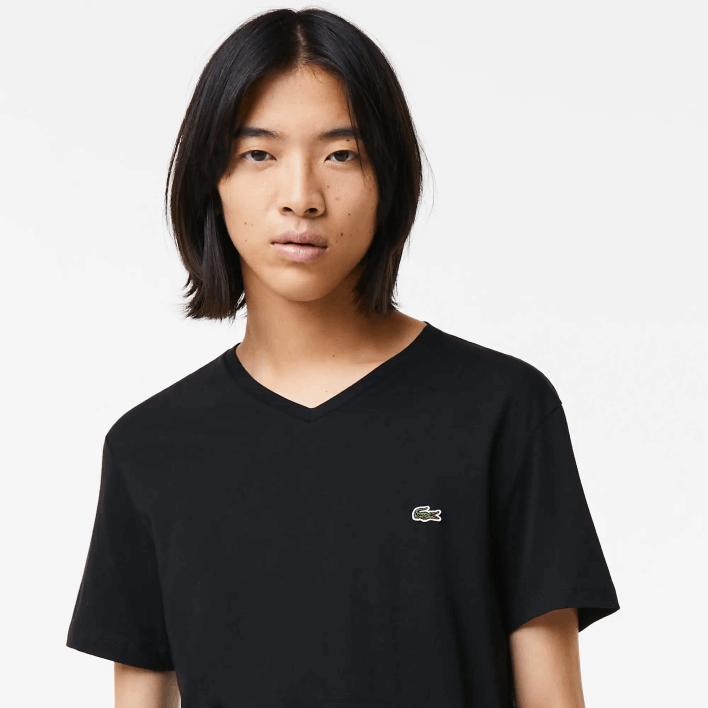 Lacoste V-Neck Pima Cotton Jersey T-Shirt 646T41 Black 031 Men