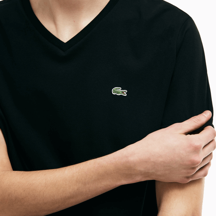 Lacoste V-Neck Pima Cotton Jersey T-Shirt 646T41 Black 031 Men