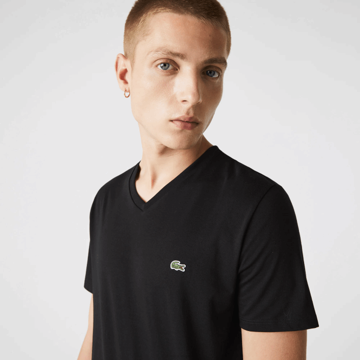 Lacoste V-Neck Pima Cotton Jersey T-Shirt 646T41 Black 031 Men