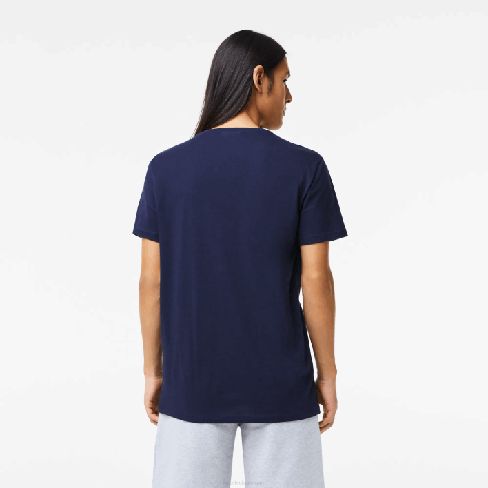 Lacoste V-Neck Pima Cotton Jersey T-Shirt 646T42 Navy Blue 166 Men