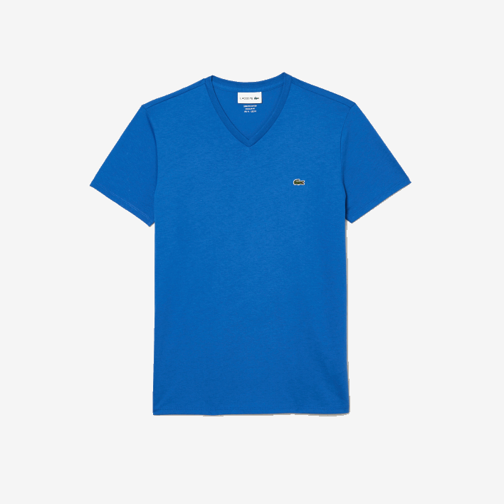 Lacoste V-Neck Pima Cotton Jersey T-Shirt 646T49 Blue KXB Men
